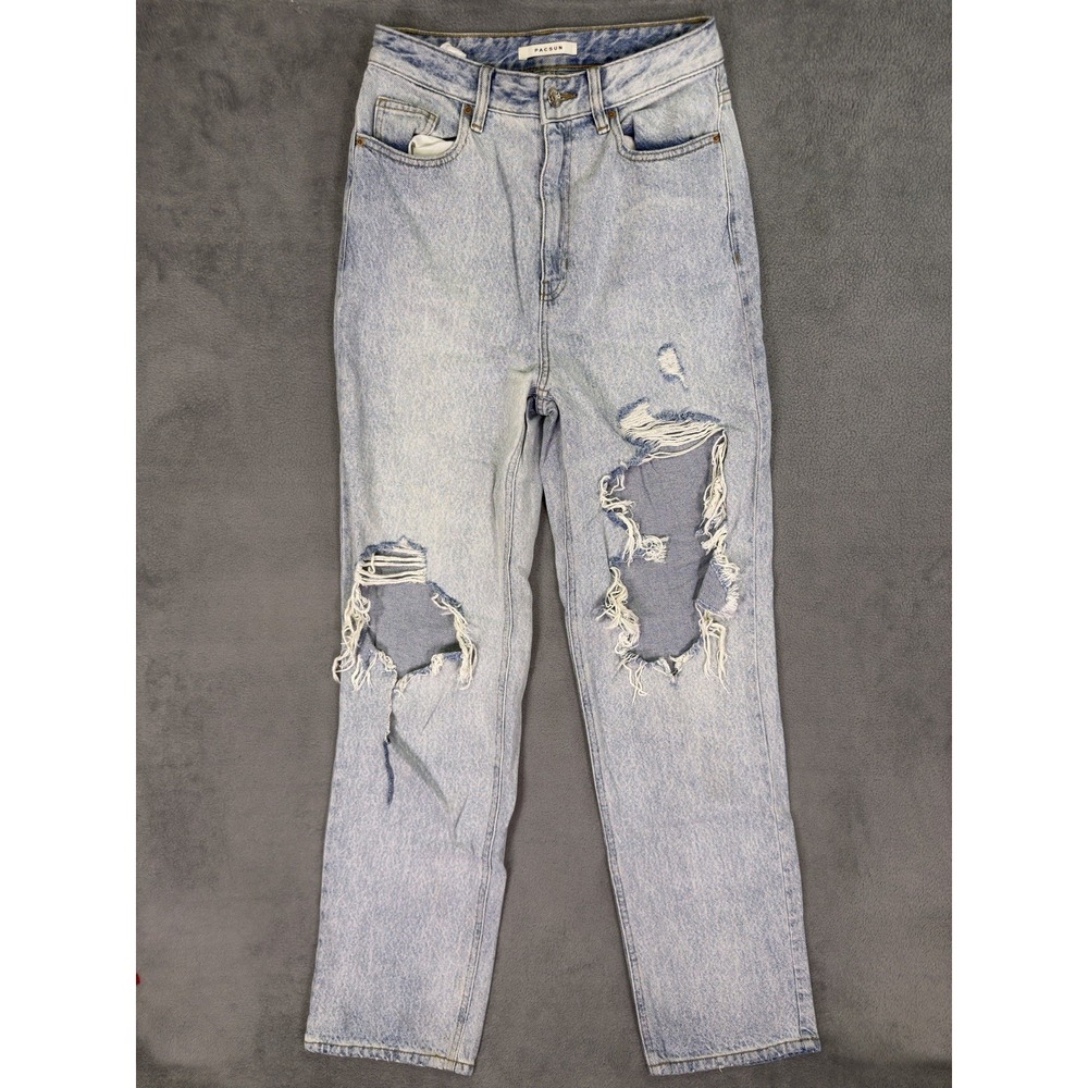 Pacsun Jeans Womens 27 Blue 90s Boyfriend High Rise Light Wash Distressed Denim